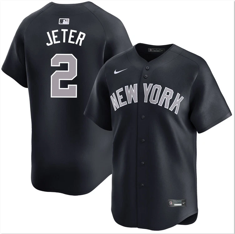 Men's Derek Jeter Black Alternate Road With Name Limited Stitched Jersey #2