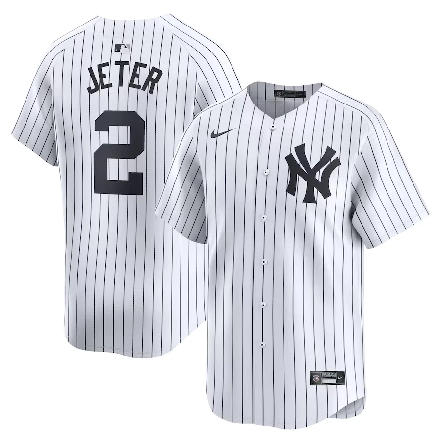 Men's Derek Jeter White Home Limited Player Stitched Jersey #2