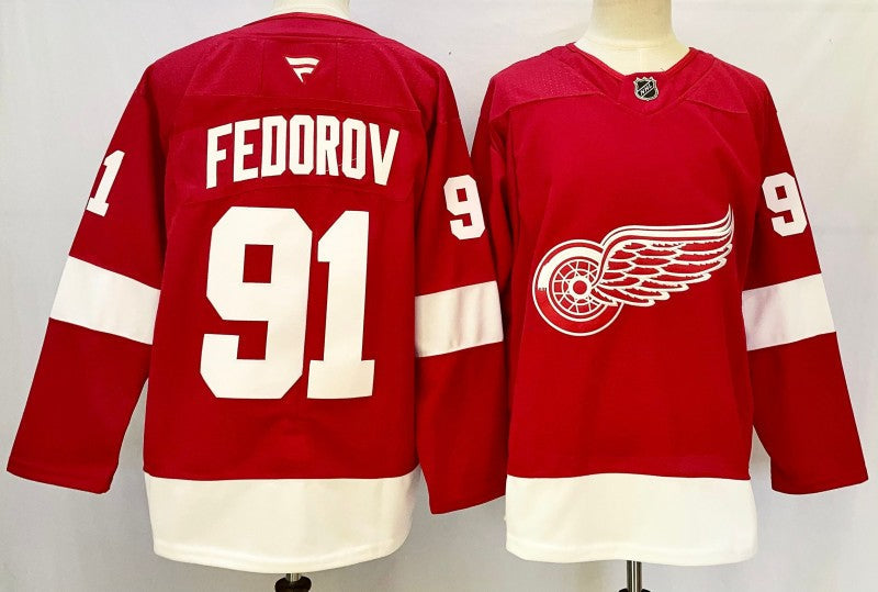 Men's Detroit Red Wings #91 Sergei Fedoro Jersey Stitched