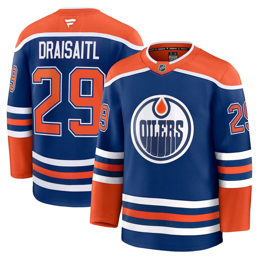 Men's Edmonton Oilers #29 Leon Draisaitl Home Premium Jersey Royal