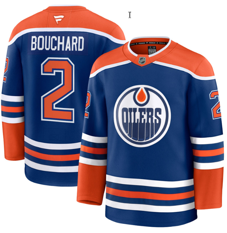 Men's Evan Bouchard Jersey #2 Edmonton Oilers 2025 Premium Home All Stitched