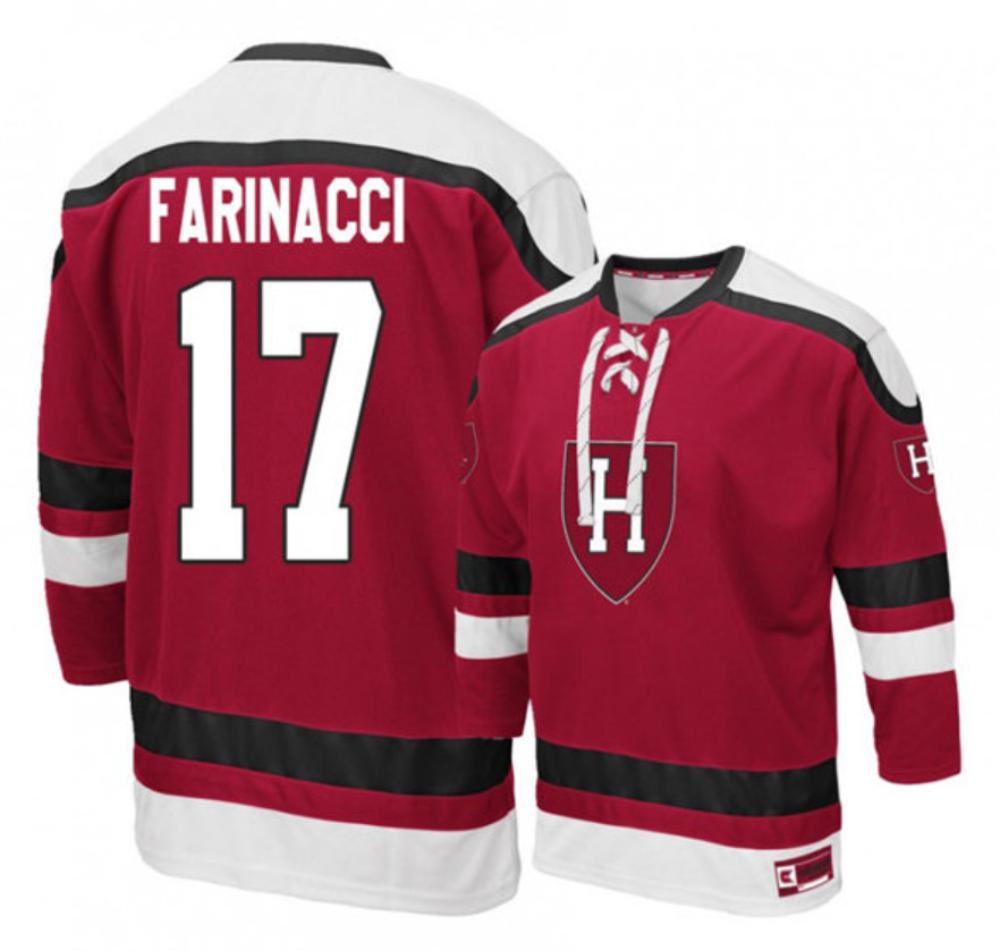 Men's Harvard Crimson #17 John Farinacci Stitched College Hockey Jersey
