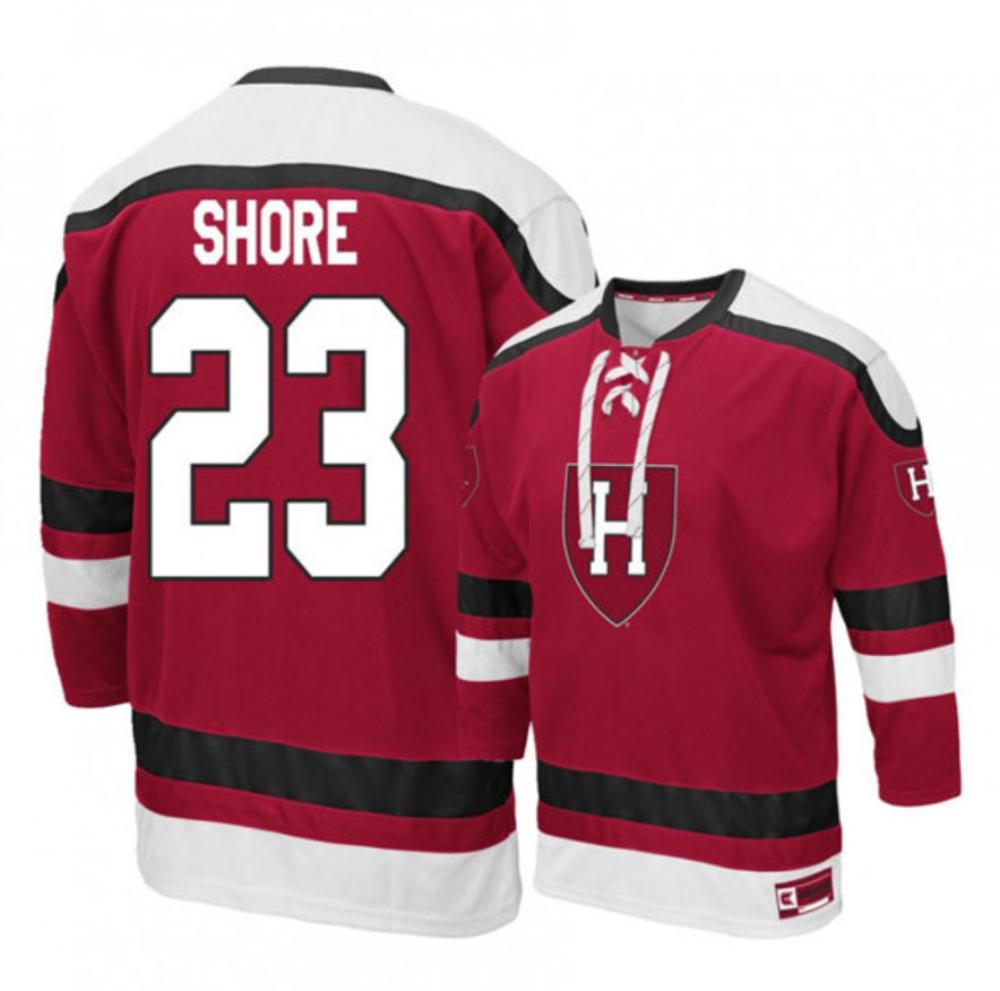 Men's Harvard Crimson #23 Baker Shore Stitched College Hockey Jersey