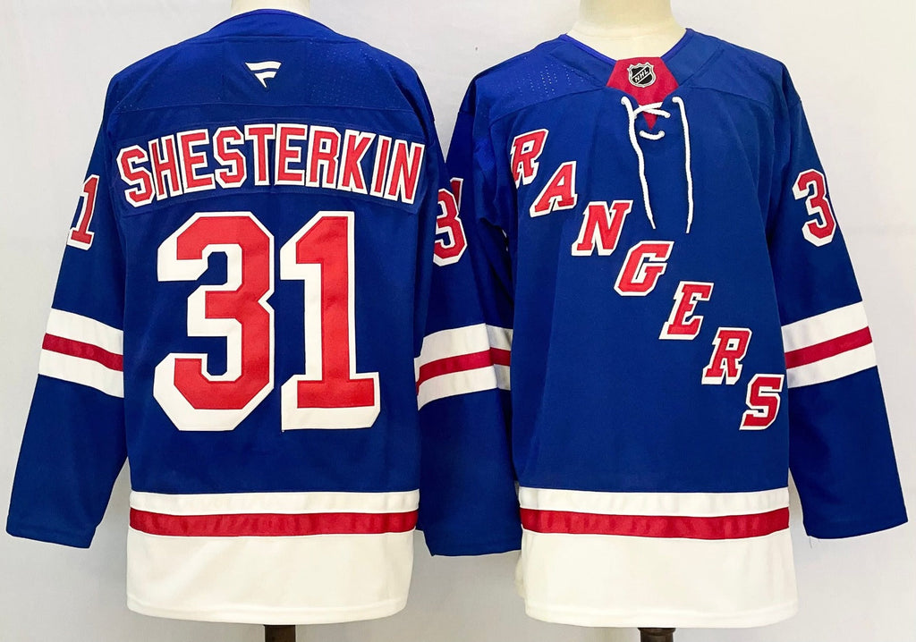 Men’s Igor Shesterkin Jersey #31 New York Rangers Blue Home Stitched