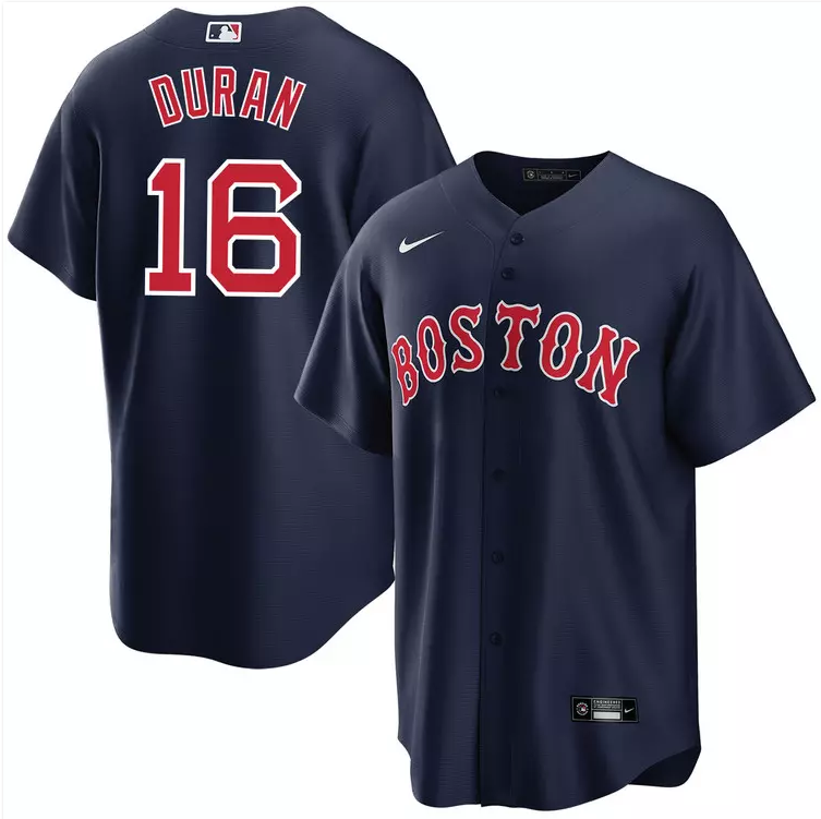 Men's Jarren Duran Navy Alternate Replica Player Stitched Jersey #16