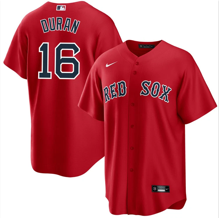 Men's Jarren Duran Red Alternate Replica Player Stitched Jersey #16