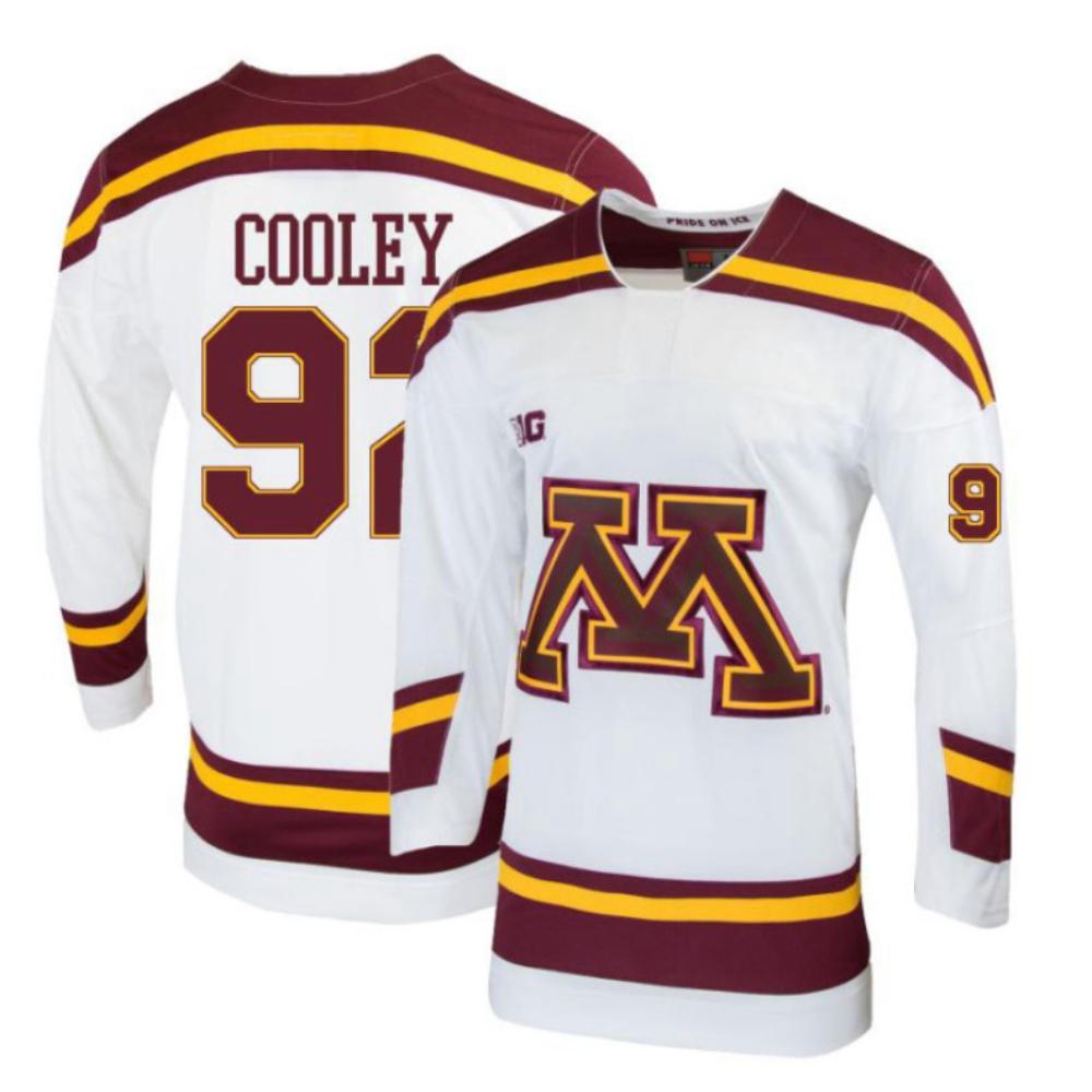 Men's Logan Cooley #92 Minnesota Golden Gophers Hockey All Stitched White Jersey
