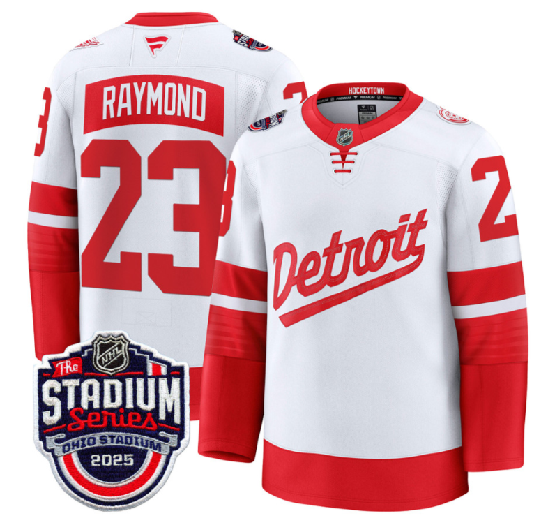 Men's Lucas Raymond Jersey #23 Detroit Red Wings 2025 Stadium Series Stitched