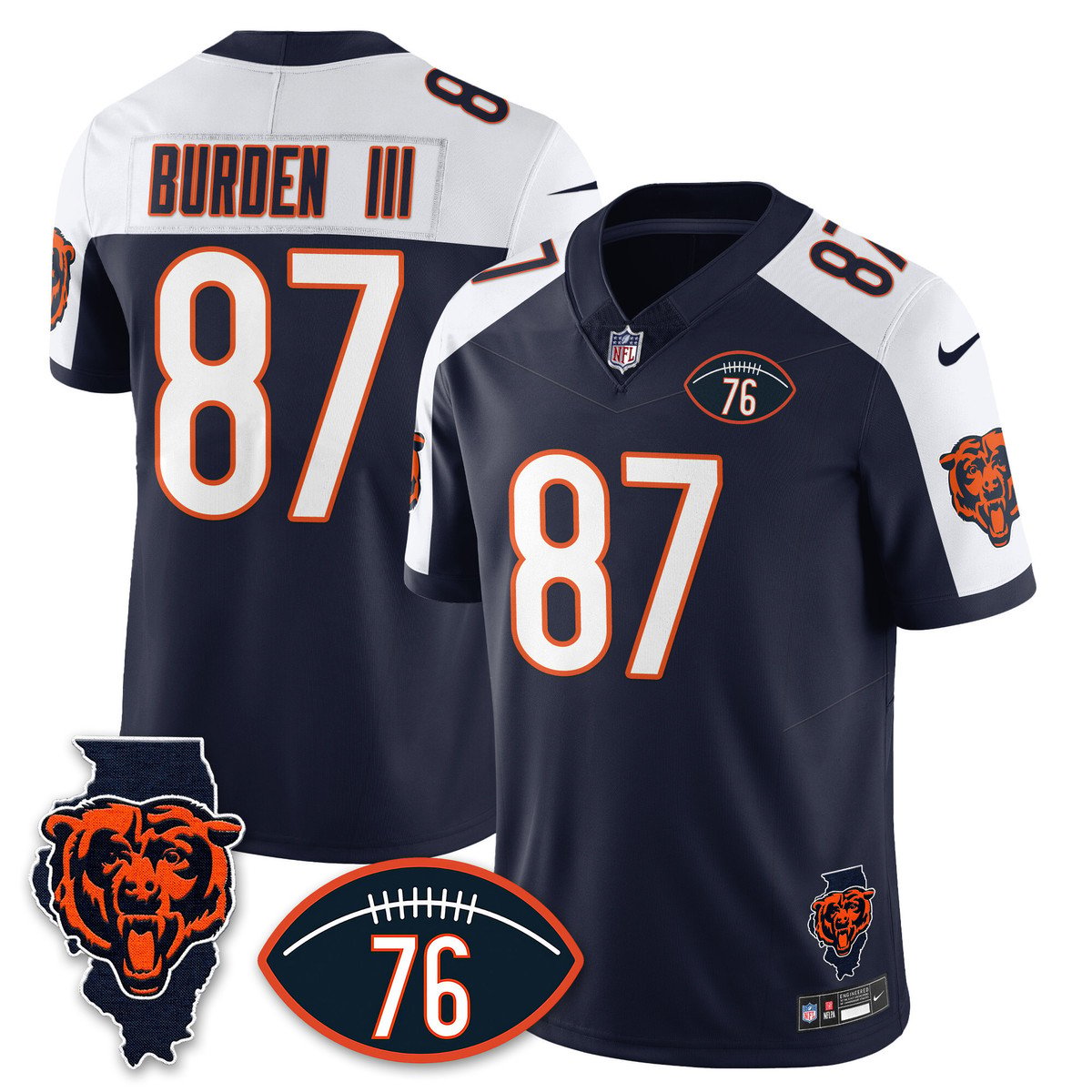Men's Luther Burden Jersey #87 Chicago Bears Honor Steve McMichael Alternate