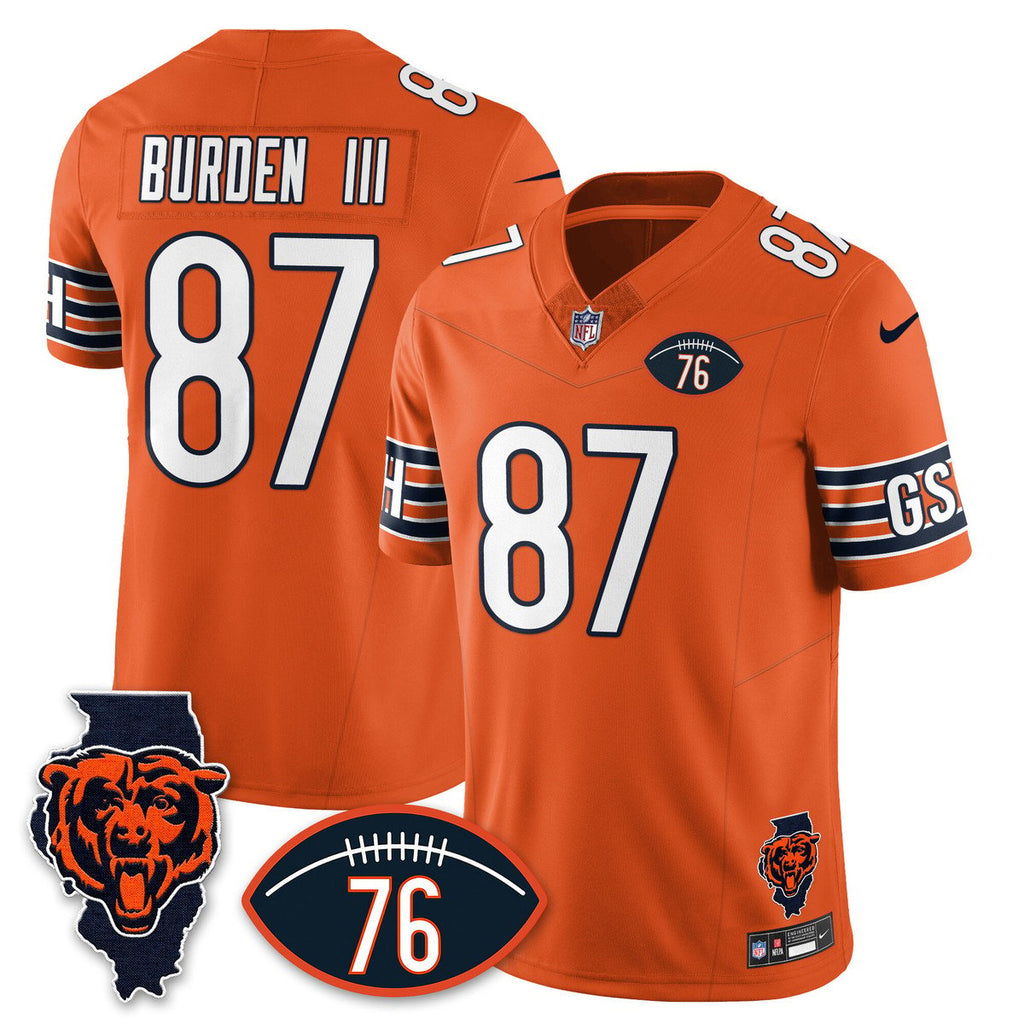 Men's Luther Burden Jersey #87 Chicago Bears Honor Steve McMichael Orange
