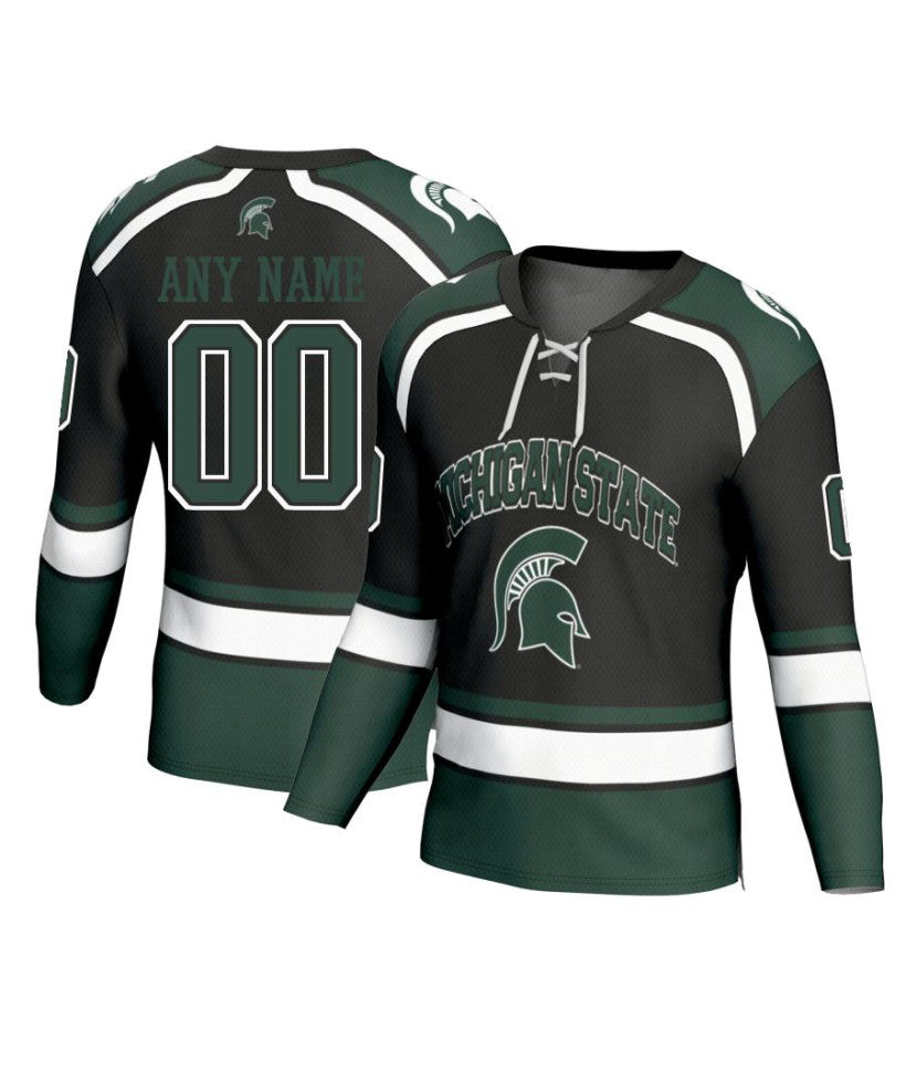 Men's Michigan State Spartans Custom Black Fashion Hockey Jersey