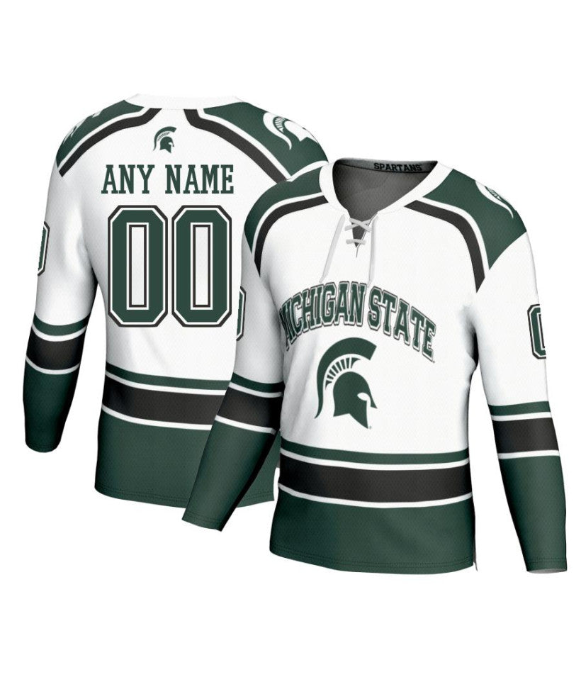 Men's Michigan State Spartans Custom White Fashion Hockey Jersey