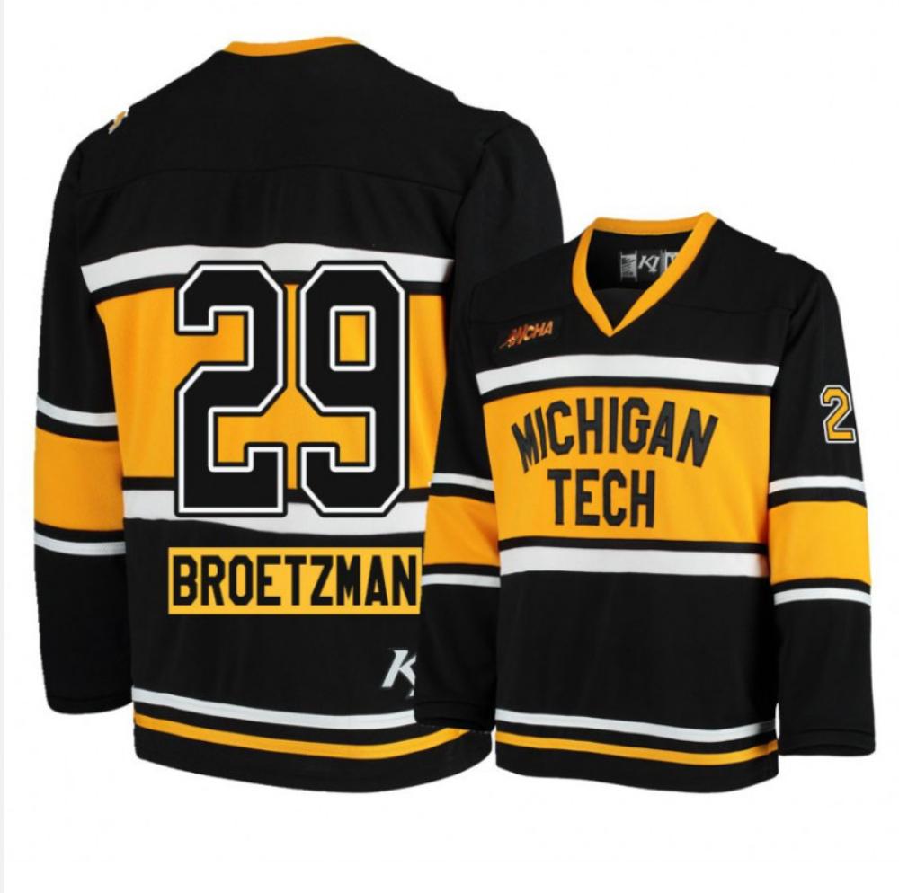Men's Michigan Tech Huskies #28 Trenton Bliss Hockey All Stitched Black Jersey