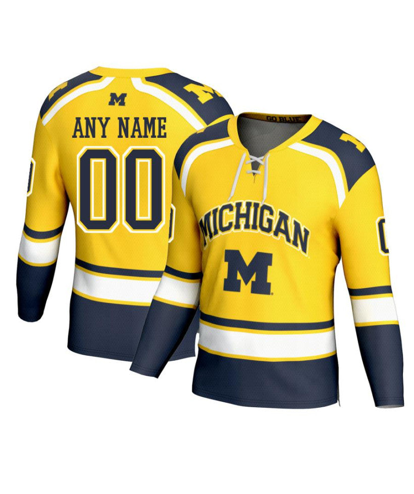 Men's Michigan Wolverines Custom Maize Fashion Hockey Jersey