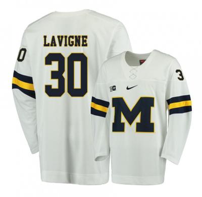 Men's Michigan Wolverines Cameron York #4 College Hockey Stitched Navy Jersey