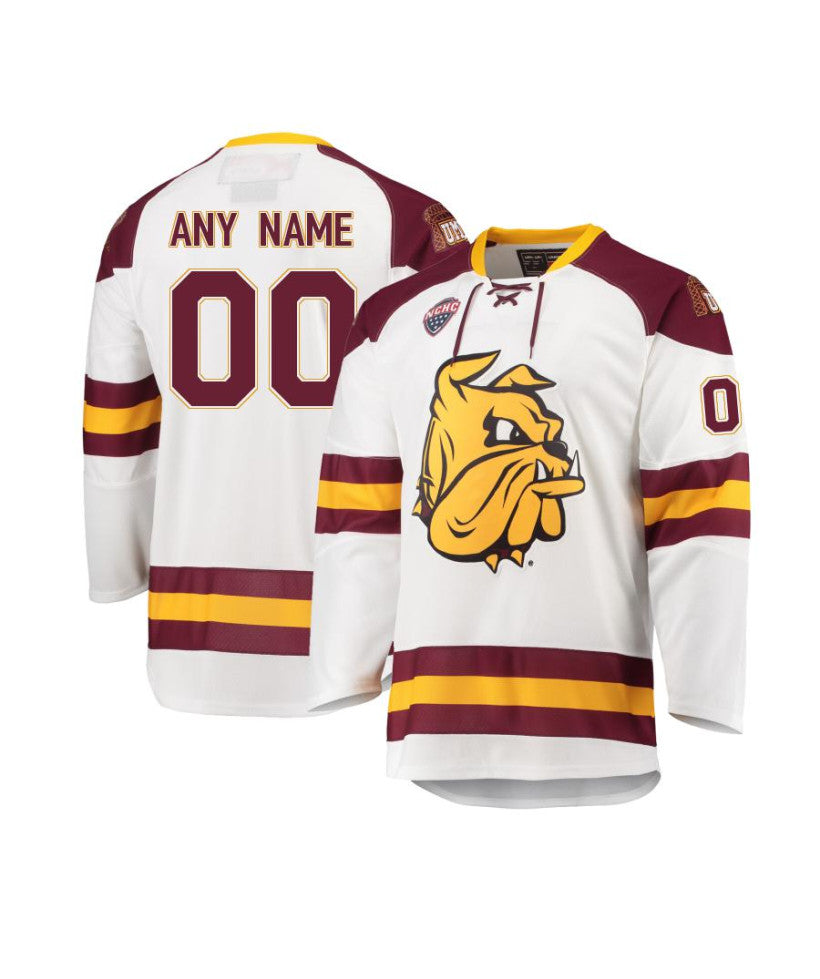 Men's Minnesota Duluth Bulldogs Custom White Hockey Jersey