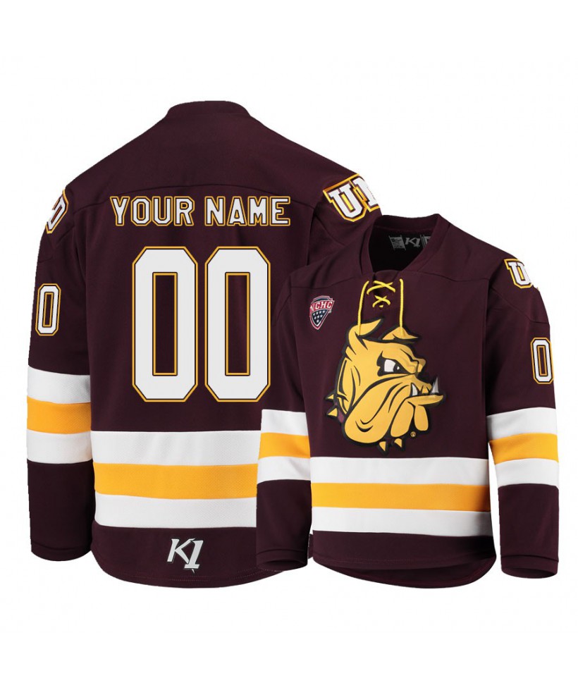 Men's Minnesota Duluth Bulldogs Red Custom Hockey Jersey