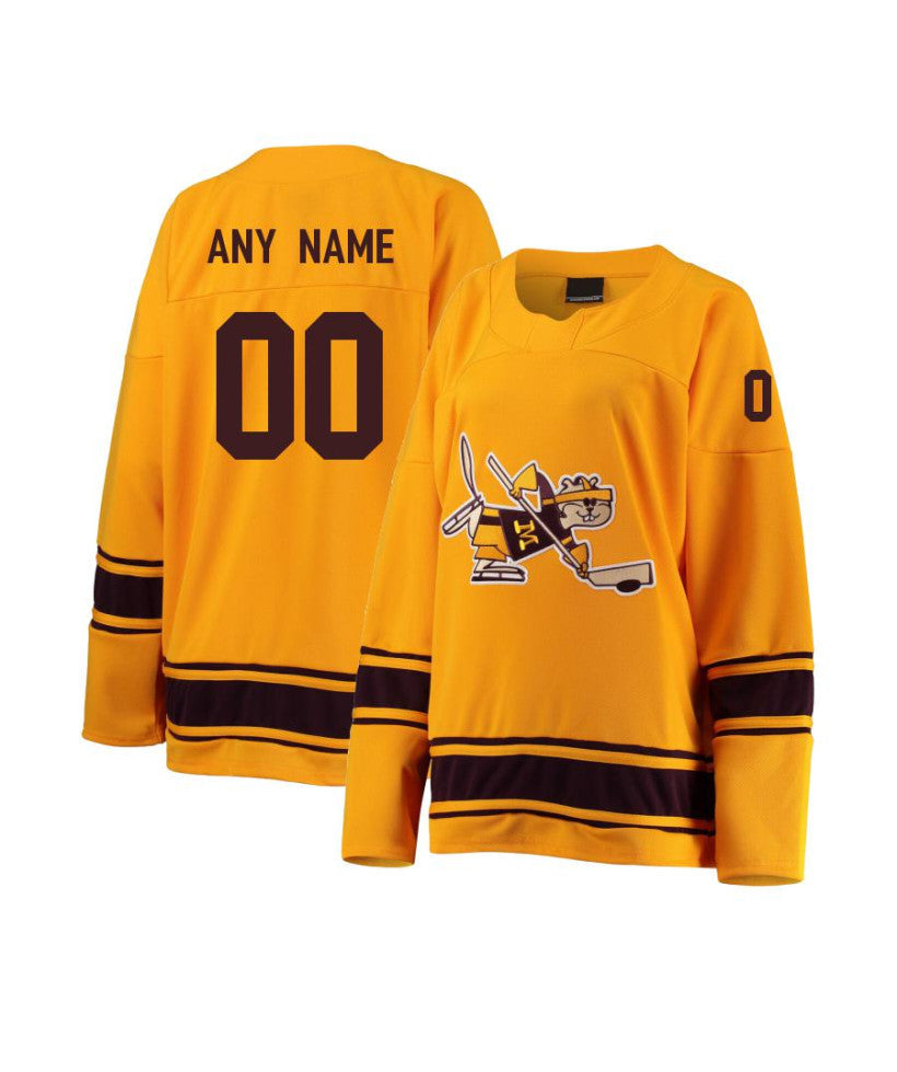 Men's Minnesota Golden Gophers Custom Gold 25th Anniversary Hockey Jersey
