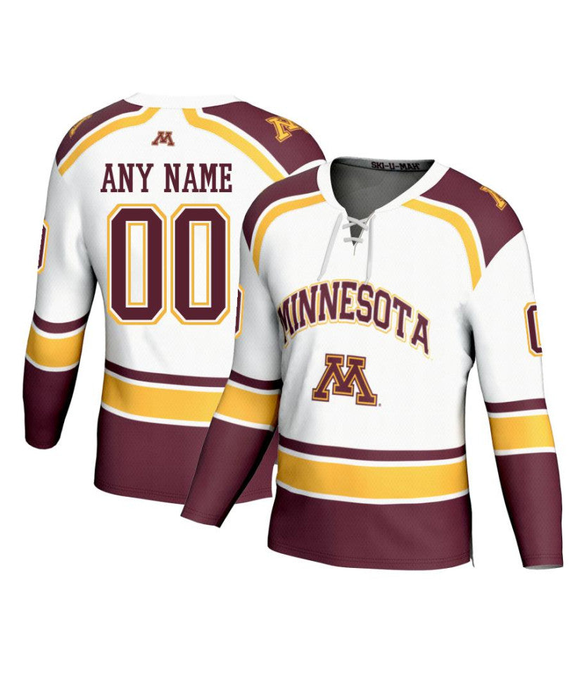 Men's Minnesota Golden Gophers Custom White Fashion Hockey Jersey