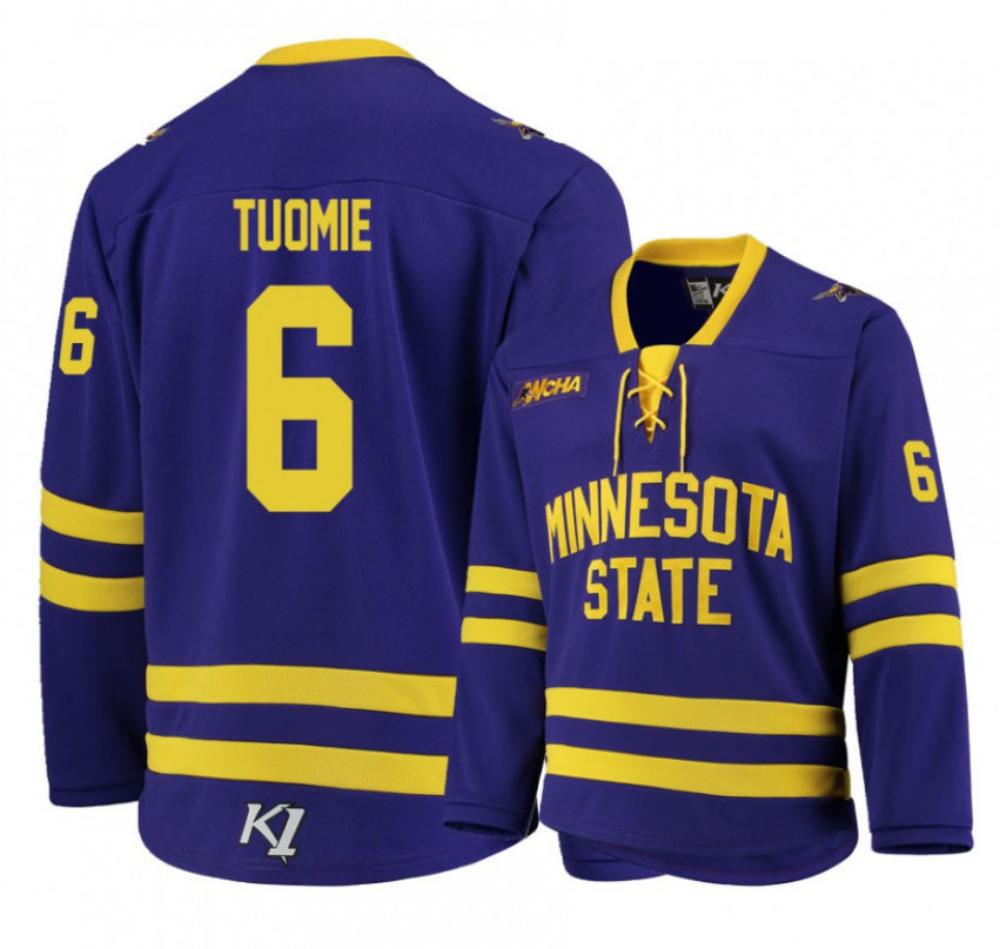 Men's Minnesota State University Mankato #2 Connor Mackey Hockey Stitched Jersey