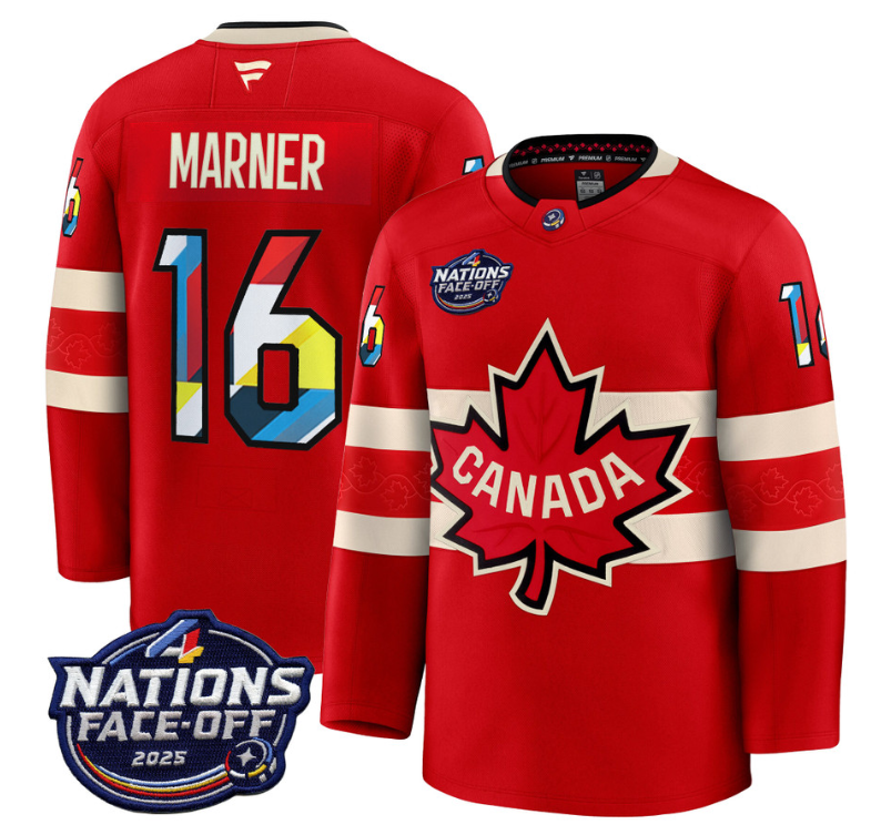 Men's Mitch Marner Jersey #16 Canada 4 Nations Face-Off 2025 V2 Stitched Red (Copy)