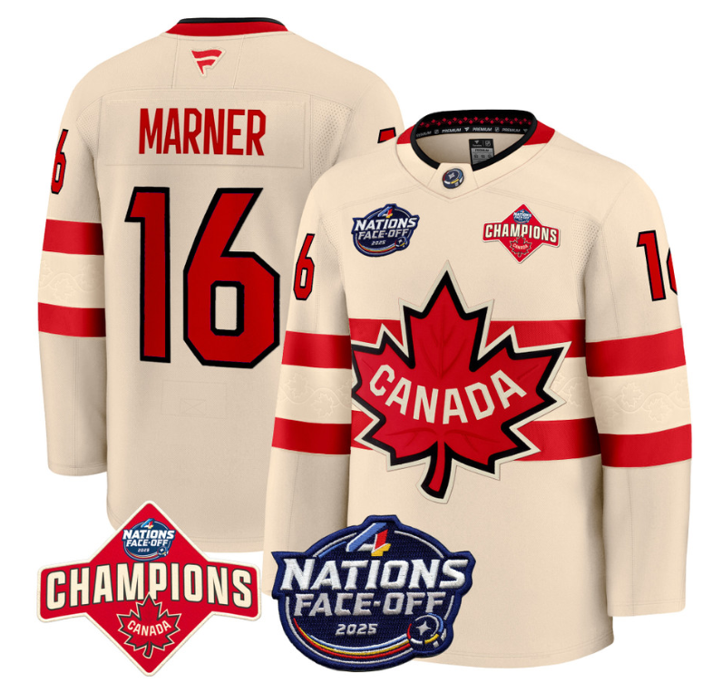 Men's Mitch Marner Jersey #67 Canada 4 Nations Face-Off 2025 Champions Cream