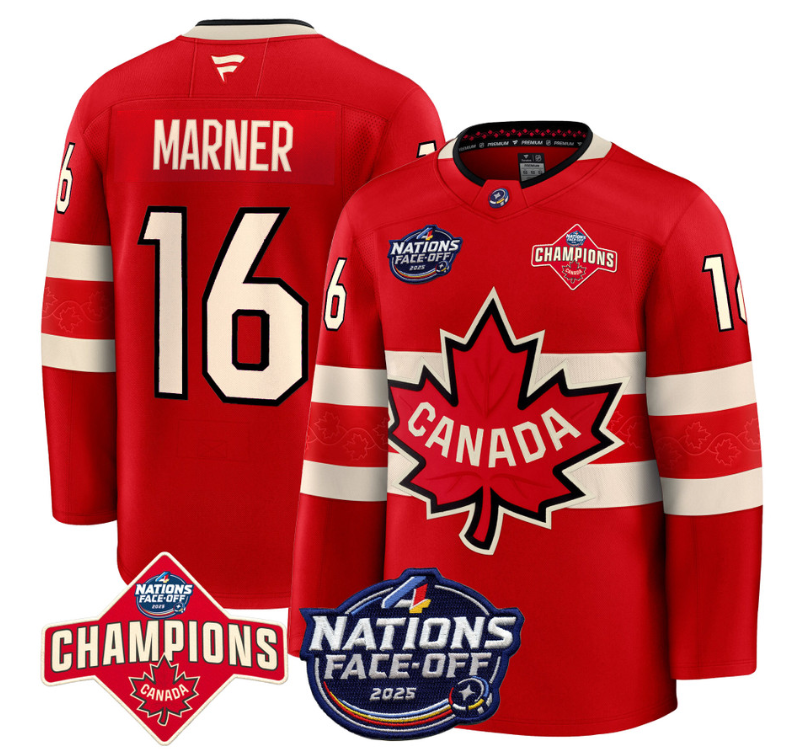 Men's Mitch Marner Jersey #67 Canada 4 Nations Face-Off 2025 Champions Patch Red