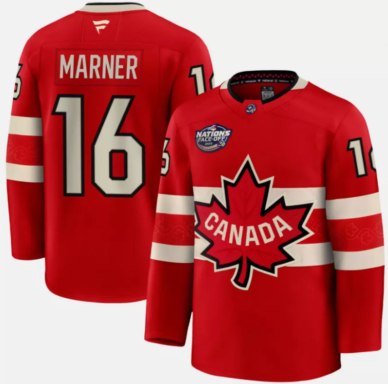 Men's Mitchell Marner Jersey #16 Red 2025 4 Nations Face-Off Stitched