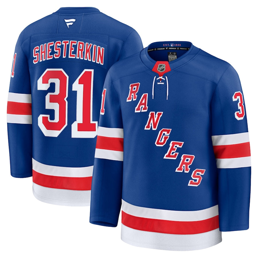 Men's New York Rangers #31 Igor Shesterkin Home Premium Jersey Blue