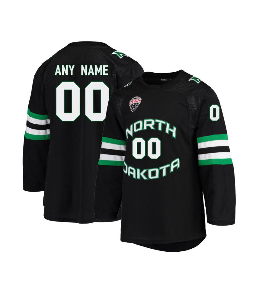 Men's North Dakota Fighting Hawks Custom Black Hockey Jersey