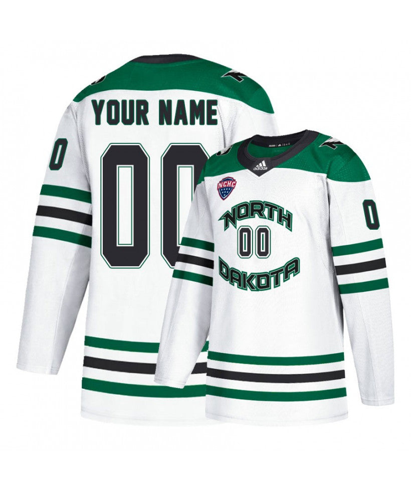 Men's North Dakota Fighting Hawks White Custom Hockey Jersey