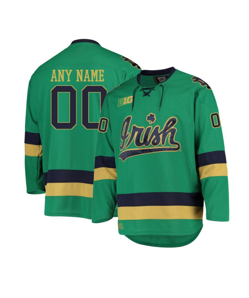 Men's Notre Dame Fighting Irish Custom Team Green Hockey Jersey