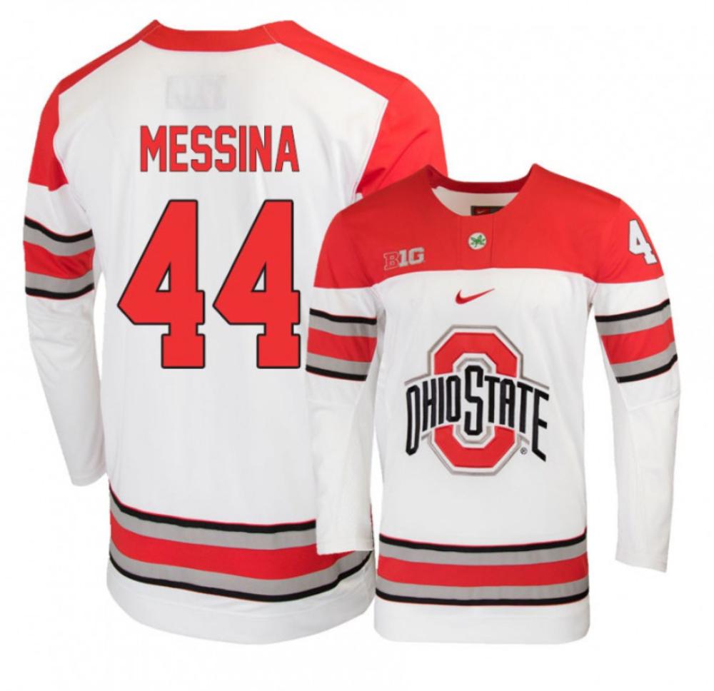 Men's Ohio State Buckeyes #44 D. Messina College Hockey Stitched White Jersey