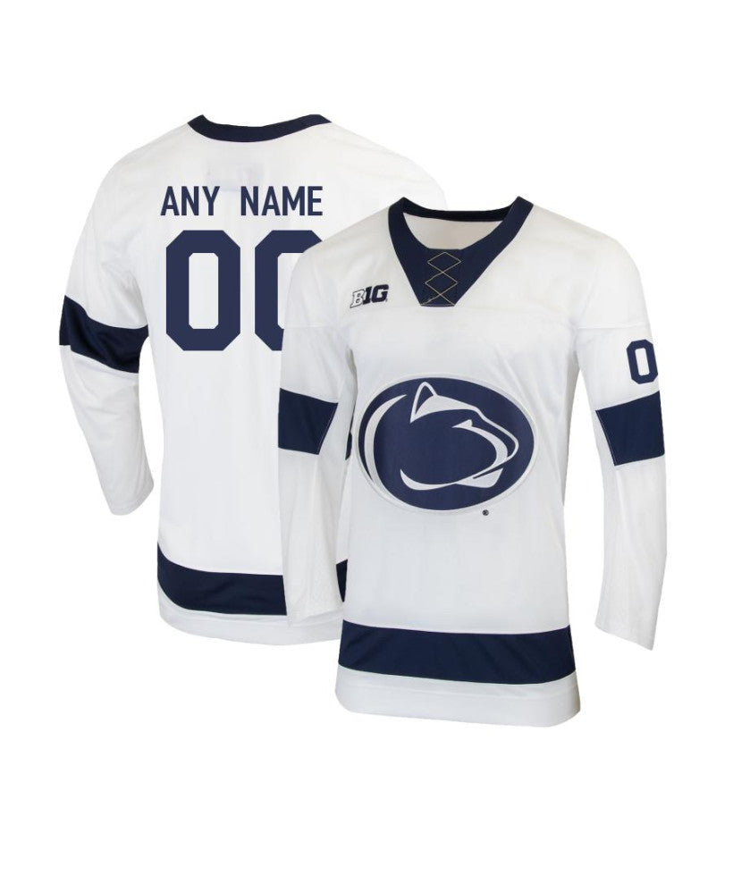 Men's Penn State Nittany Lions Custom White Hockey Jersey