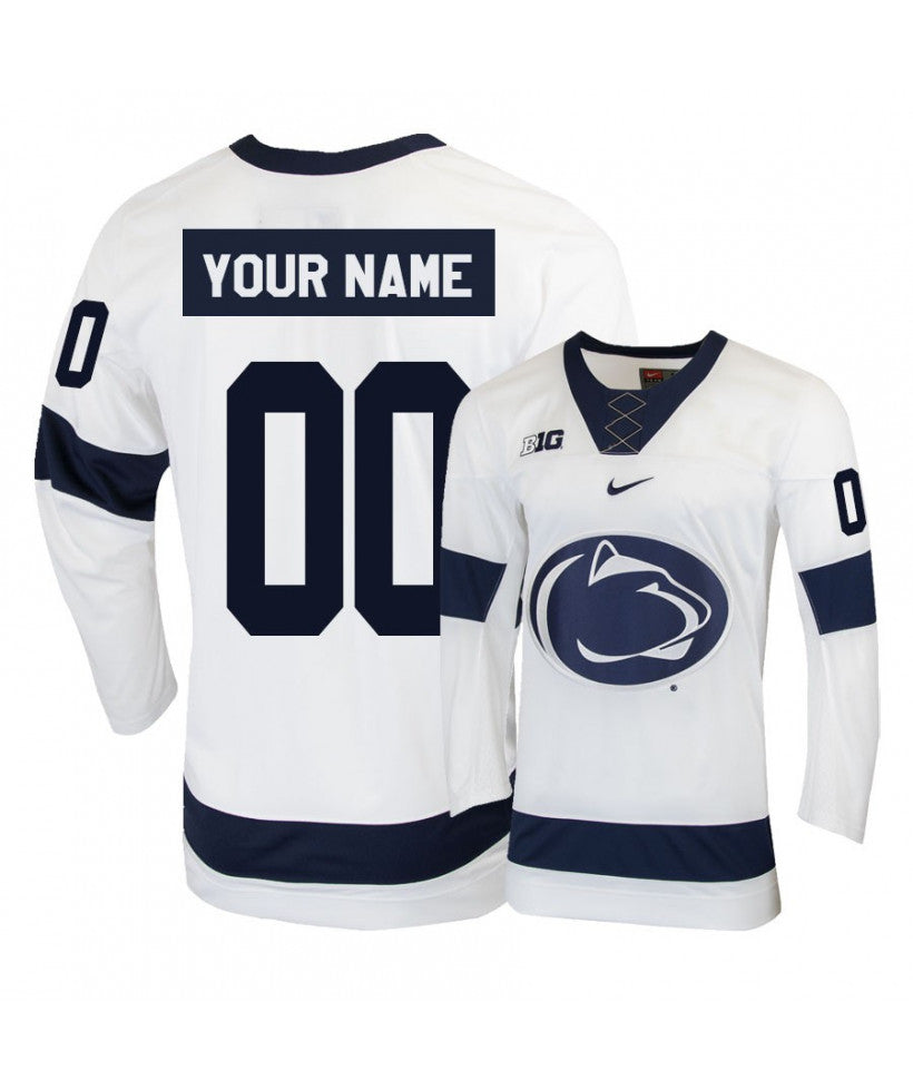 Men's Penn State Nittany Lions White Custom Hockey Jersey