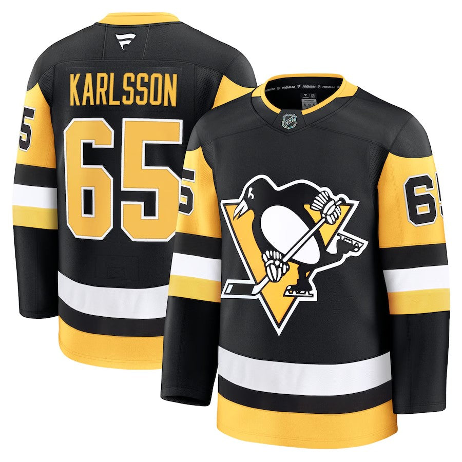 Men's Pittsburgh Penguins #65 Erik Karlsson Home Premium Jersey Black