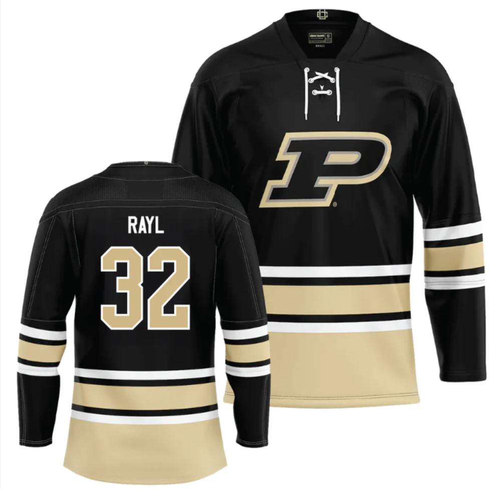 Men's Purdue Boilermakers Jace Rayl Jersey #32 Ice Hockey Black all Stitched
