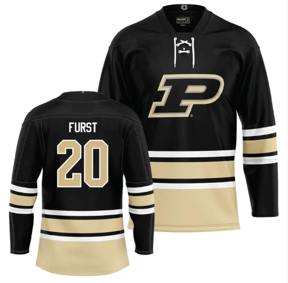 Men's Purdue Boilermakers Joshua Furst Jersey #20 Ice Hockey Black all Stitche