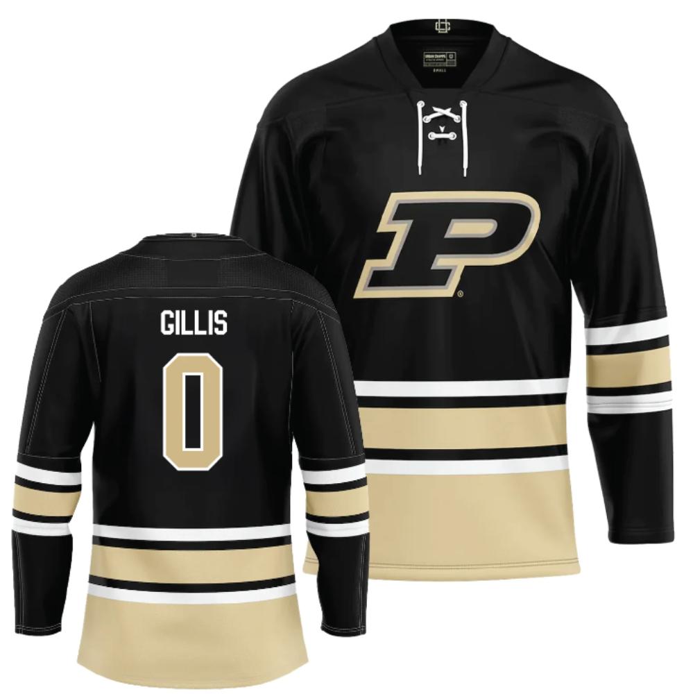 Men's Purdue Boilermakers Mason Gillis Jersey #0 Ice Hockey Black all Stitched
