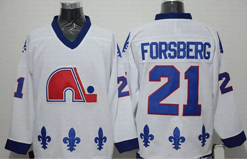 Men's Replica Vintage Peter Forsberg Jersey #21 Quebec Nordiques Stitched White