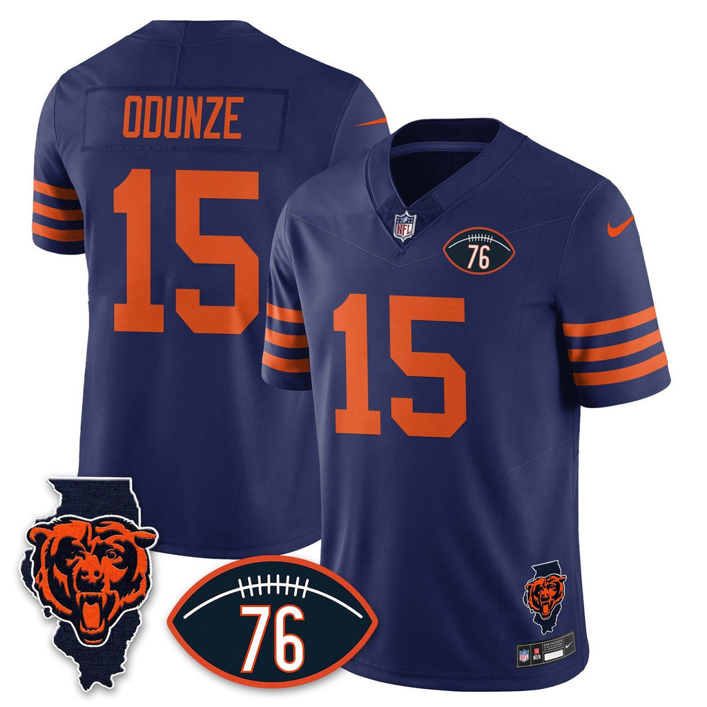 Men's Rome Odunze Jersey #15 Chicago BMen's Rome Odunze Jersey #15 Chicago Bears Honor Steve McMichael Throwbackears Honor Steve McMichael Orange (Copy)