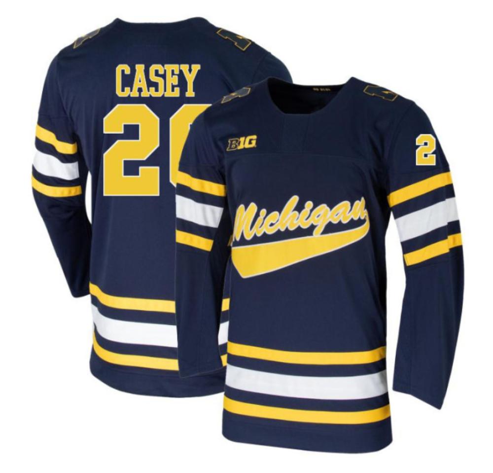 Men's Seamus Casey #26 Michigan Wolverines College Hockey Stitched Navy Jersey