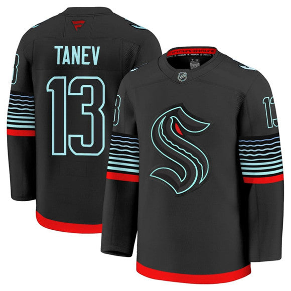 Men's Seattle Kraken #13 Brandon Tanev Jersey Black Alternate Stitched