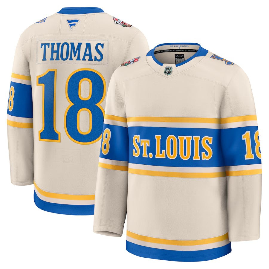 Men's St. Louis Blues #18 Robert Thomas 2025 NHL Winter Classic Premium Cream Jersey