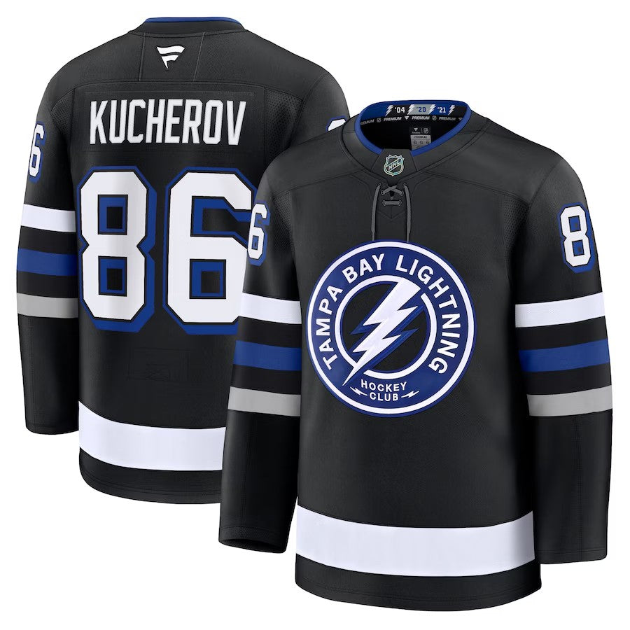 Men's Tampa Bay Lightning #86 Nikita Kucherov Alternate Premium Jersey Black