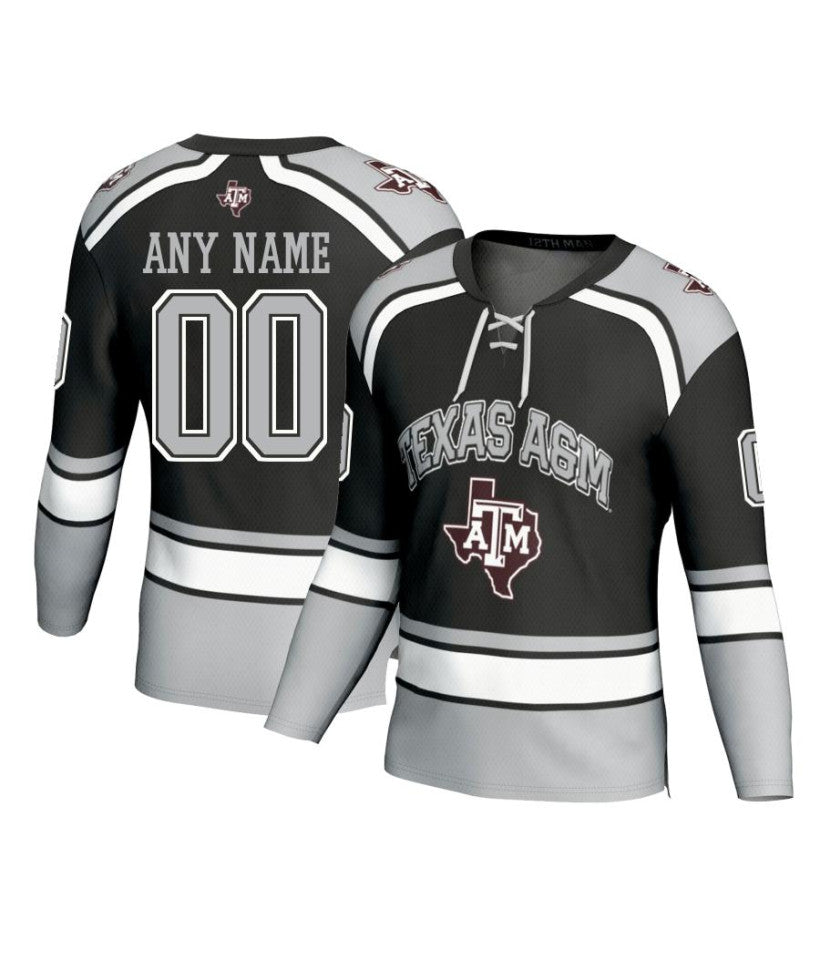 Men's Texas A&M Aggies Custom Black Fashion Hockey Jersey