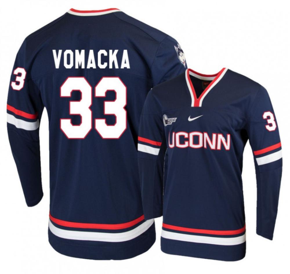 Men's UConn Huskies #33 Tomas Vomacka College Hockey All Stitched Navy Jersey