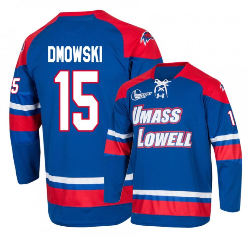 Men's UMass Lowell River Hawks #15 Ryan Dmowski College Hockey Blue Jersey