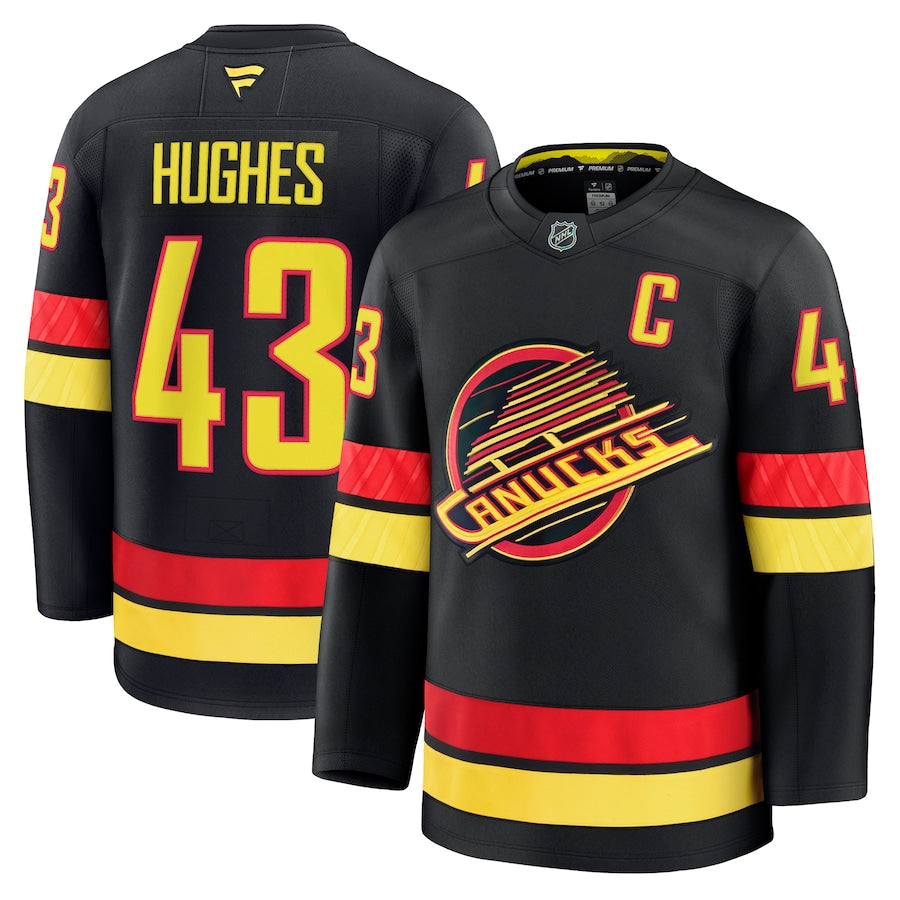 Men's Vancouver Canucks #43 Quinn Hughes Alternate Jersey Black
