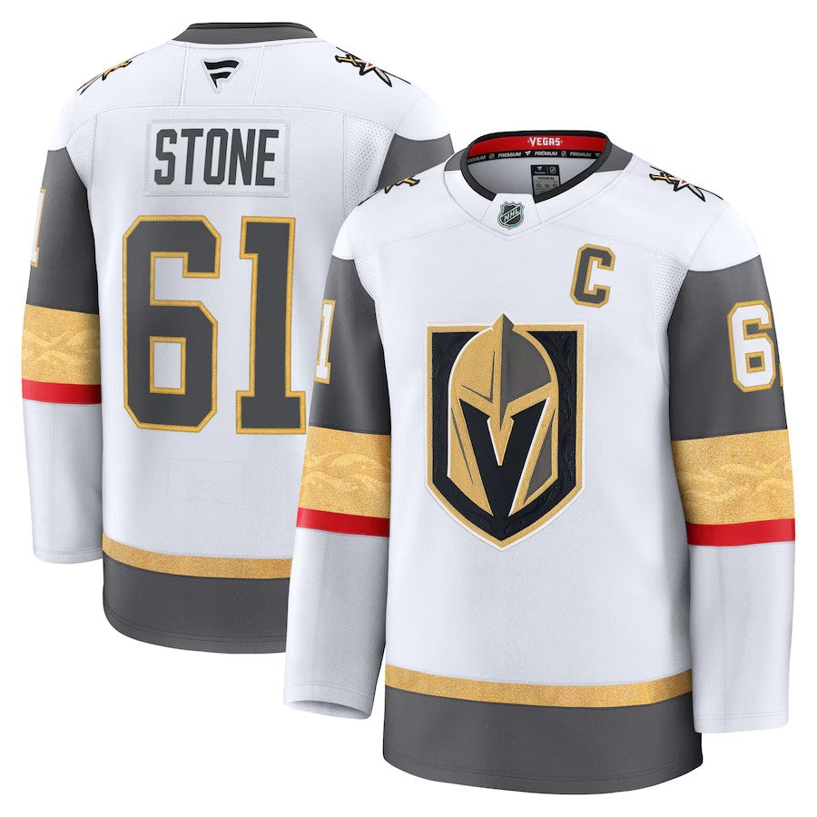 Men's Vegas Golden Knights #61 Mark Stone Away Premium Jersey White